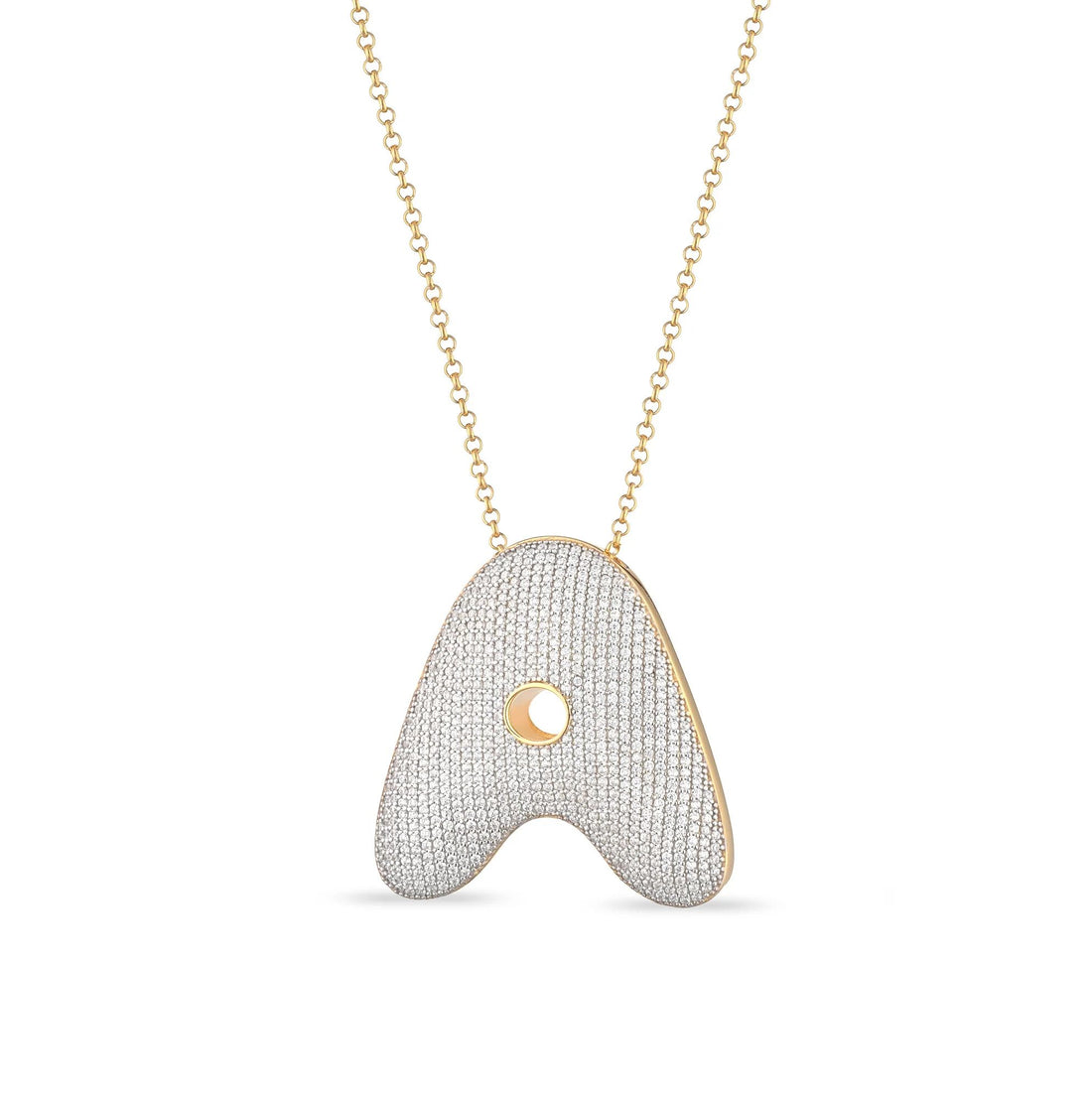 Collana Donna Sogni Argento Dorato 925 Lettara A Zirconi Bianchi CL130GA