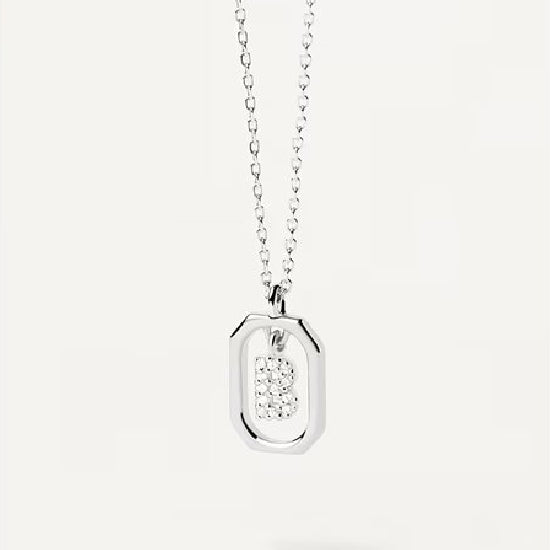 Collana Donna PDPaola Argento 925 Bianco Mini Iniziale B Zirconi CO02-513-U