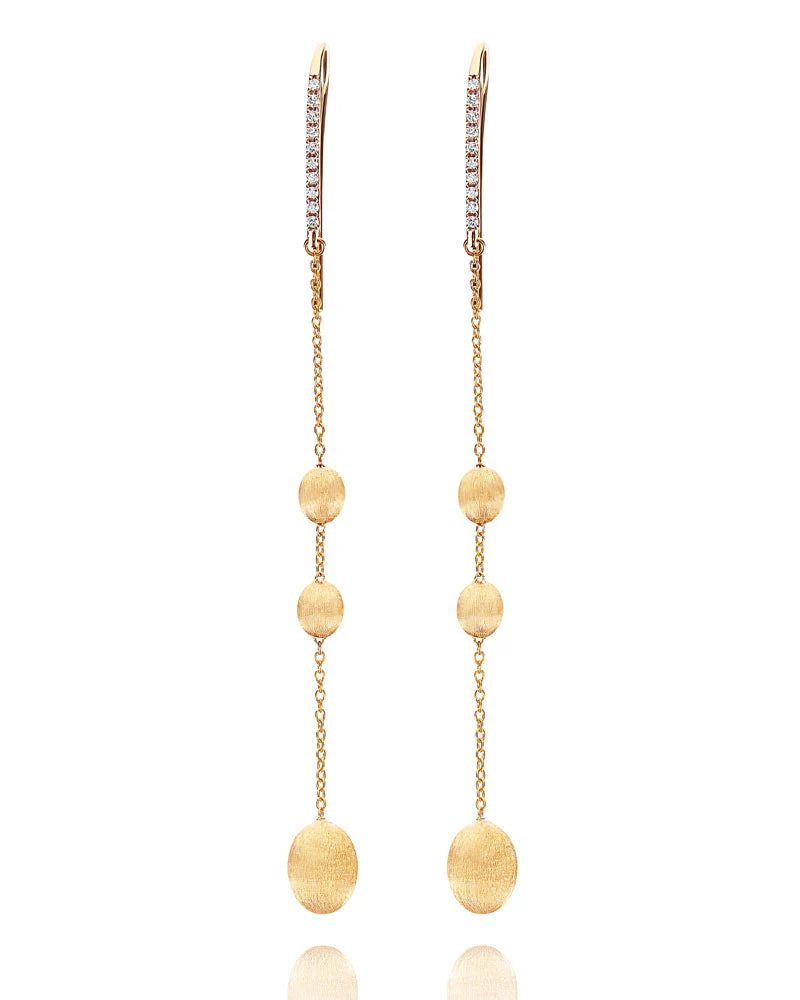 Orecchini Donna Nanis Oro Giallo 18 KT Diamanti con boules pendenti lunghi OS23-583