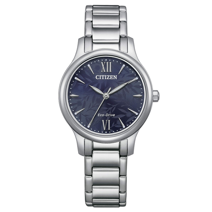Orologio Donna Citizen Eco Drive Acciaio Solo Tempo Quadrante Blu Fiori EM0899-72L