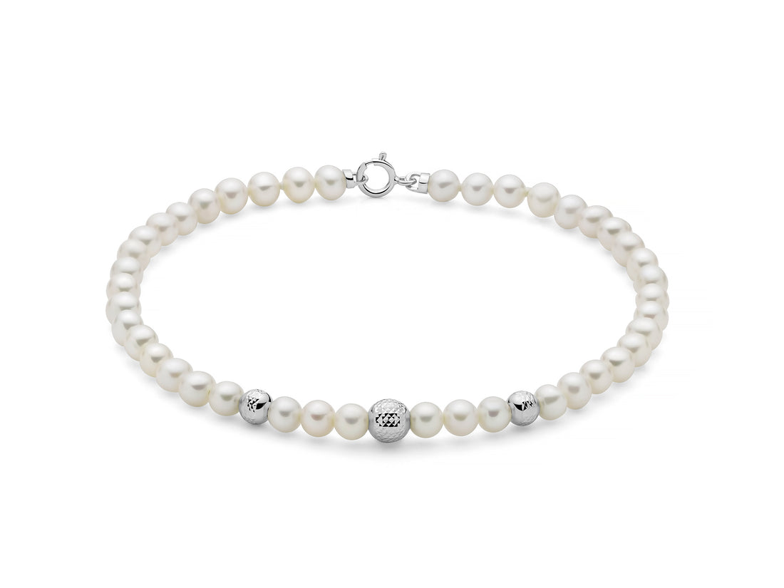 Bracciale Donna Miluna Perle Con 3 Inserti In Oro Bianco  PBR3715