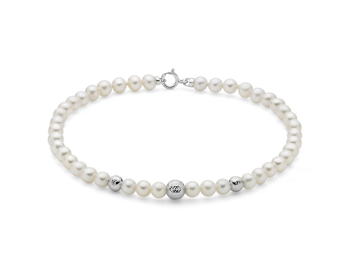 Bracciale Donna Miluna Perle Con 3 Inserti In Oro Bianco  PBR3715