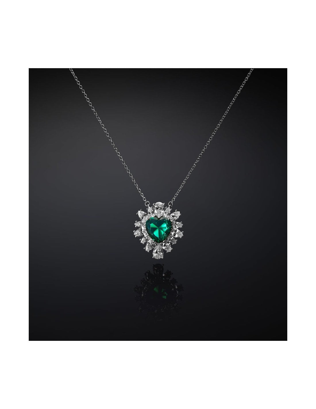 Collana Donna Chiara Ferragni Cuore Verde Zirconi Bianchi J19AWJ02