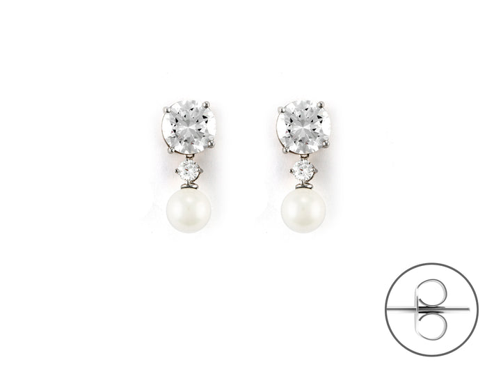 Orecchini Donna Argento 925 4US Cesare Paciotti perla e Zirconi 4UOR6575W