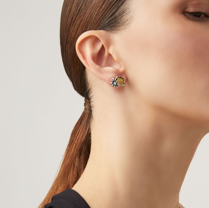 Orecchini Donna Giovanni Raspini Argento 925 Daisy Pietra Gialla 11743