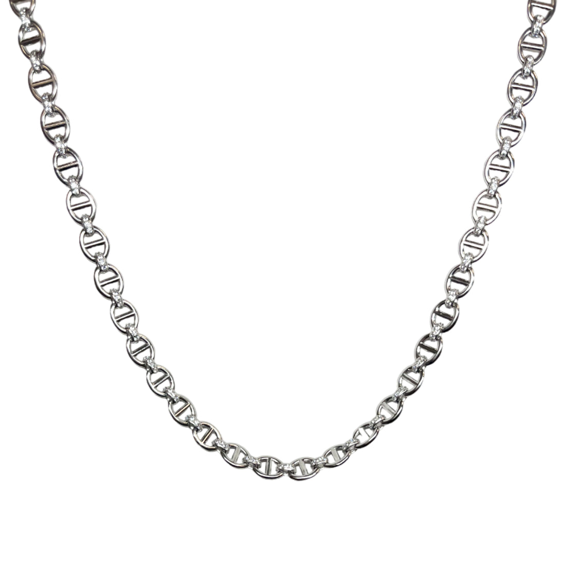 Collana Donna Re Mida Choker Argento Zirconi Bianchi Maglia Marinara