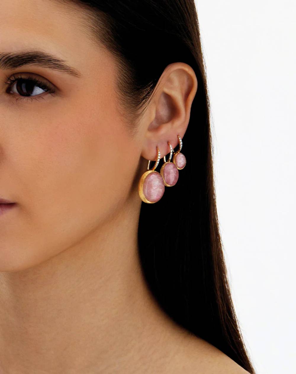 Orecchini Donna Nanis Oro Giallo 18 KT Diamanti e Quarzo fragola e madreperla OS3-609