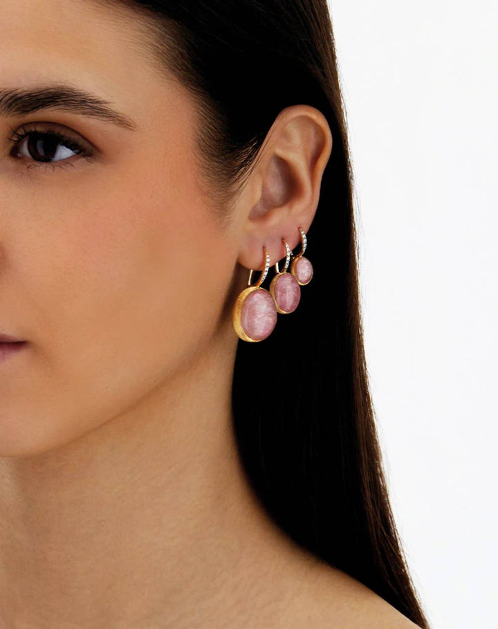 Orecchini Donna Nanis Oro Giallo 18 KT Diamanti e Quarzo fragola e madreperla OS3-609