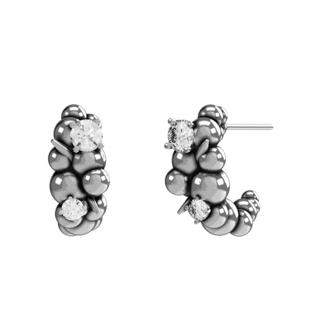 Orecchini John Richmond Cerchio Sfere Diamanti Bronzo Argentato JRME03BW