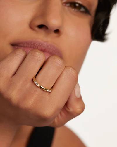 Anello Donna PDPaola Argento 925 Dorato Aperto Zirconi Bianchi AN01-814-12