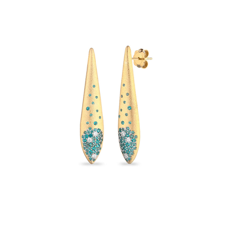 Orecchini Donna Sogni Argento Dorato 925 Goccia Satinata Zirconi Colorati OR118GP