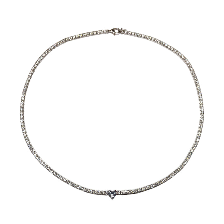 Collana Donna Re Mida Tennis Argento Cuore Zirconi Bianchi CL DJV 4B