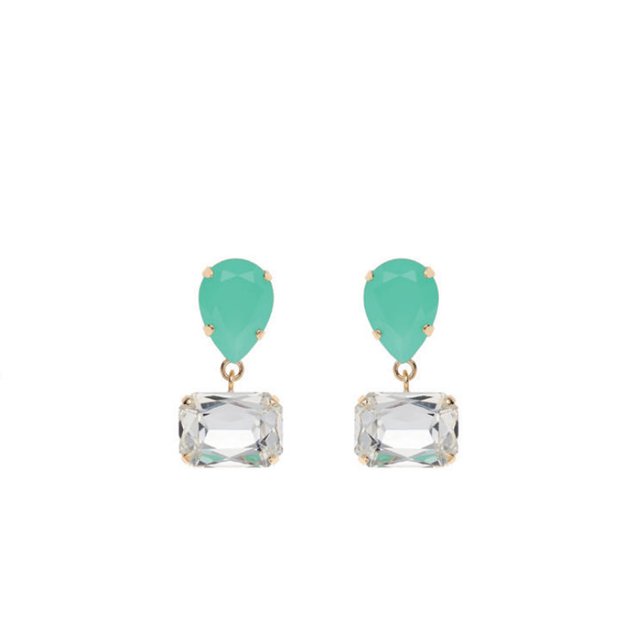 Orecchini Donna Ottaviani Bronzo Dorato Tennis Zirconi Bianchi Verdi 500949O