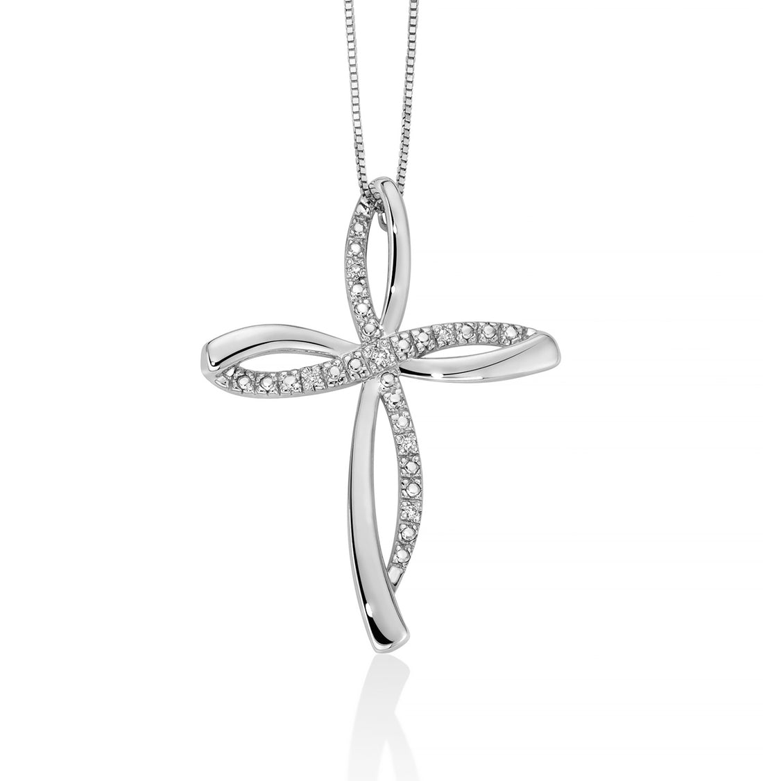 Collana Donna Miluna Croce Oro Bianco 18 KT Diamante 0,06 CT CLD4524