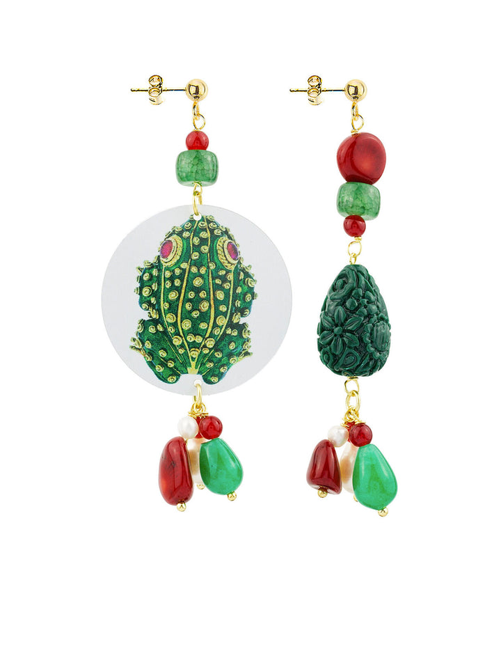 Orecchini Donna Lebole The Mini Circle Mix Match Rana Verde Pigna MM/DP OR.42