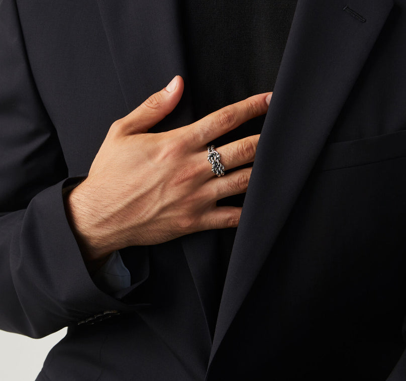 Anello Uomo Giovanni Raspini Argento 925 Fascia Lavorazione Nodo Marinaro 11318/20