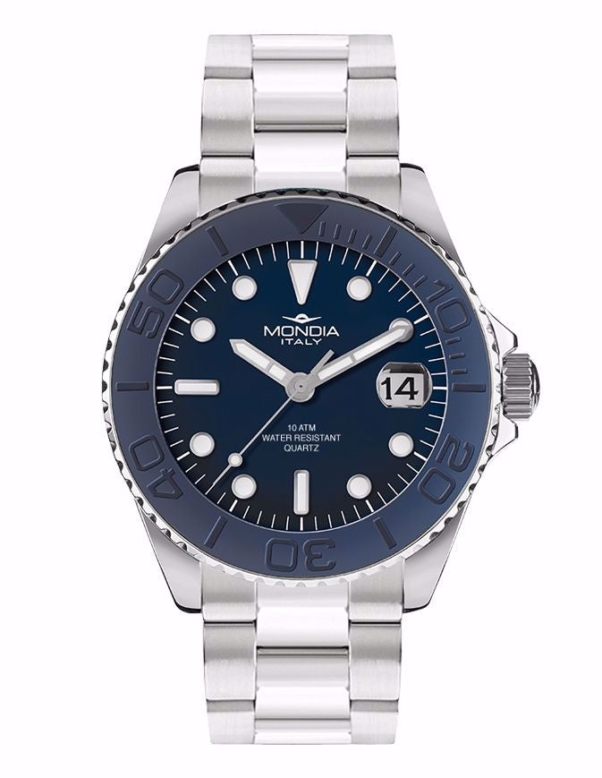 Orologio Uomo Mondia Madison Acciaio Quarzo Data Cassa e Quadrante Blu