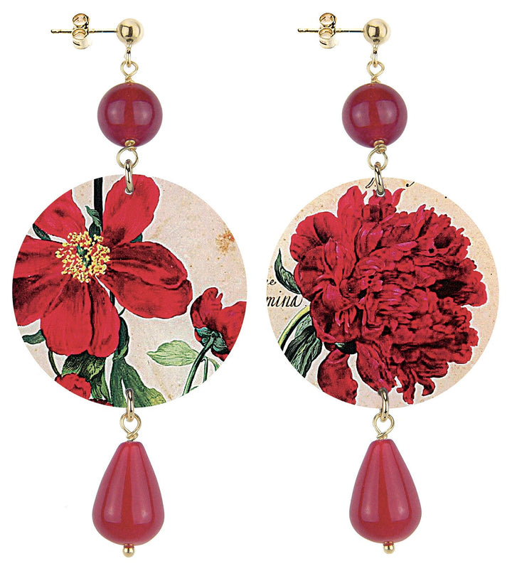 Orecchini Donna Lebole The Circle Fiori Rosso Schiacciati D/OR.319