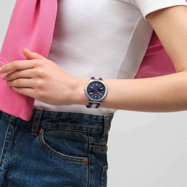 Orologio Unisex Swatch BESIDE THE SEA Skin Blu Rosso SS07S149