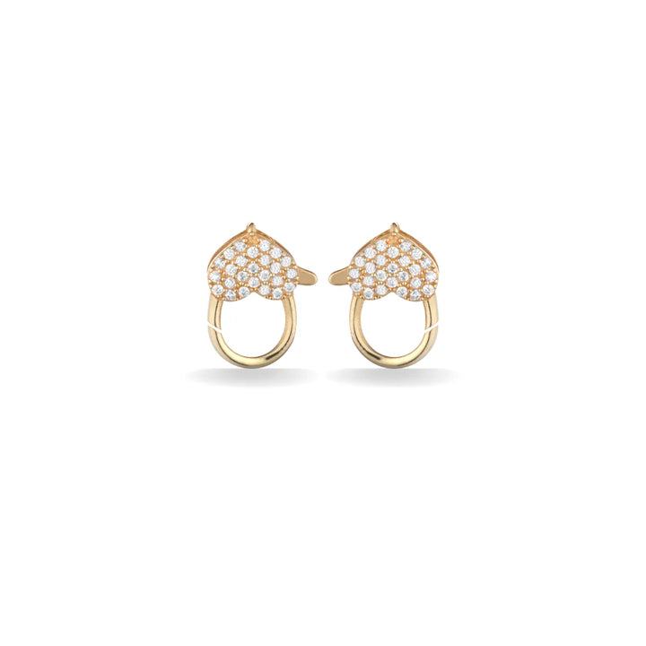 Orecchini Donna Laura P. Argento Dorato 925 Chiusura Cuore Zirconi Bianchi OR0238GB