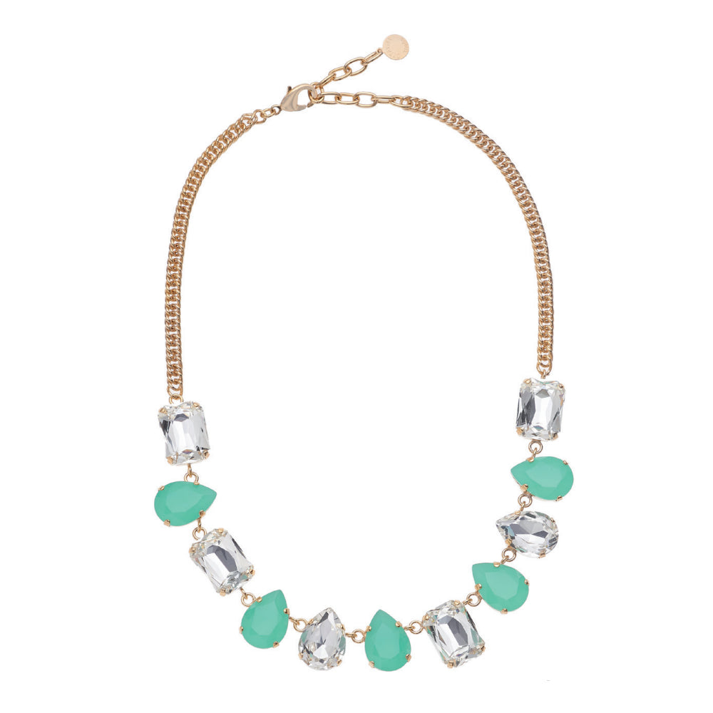 Collana Donna Ottaviani Bronzo Dorato Tennis Zirconi Bianchi Verdi 500949C