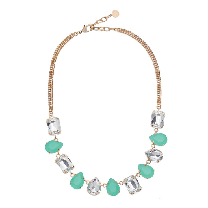 Collana Donna Ottaviani Bronzo Dorato Tennis Zirconi Bianchi Verdi 500949C