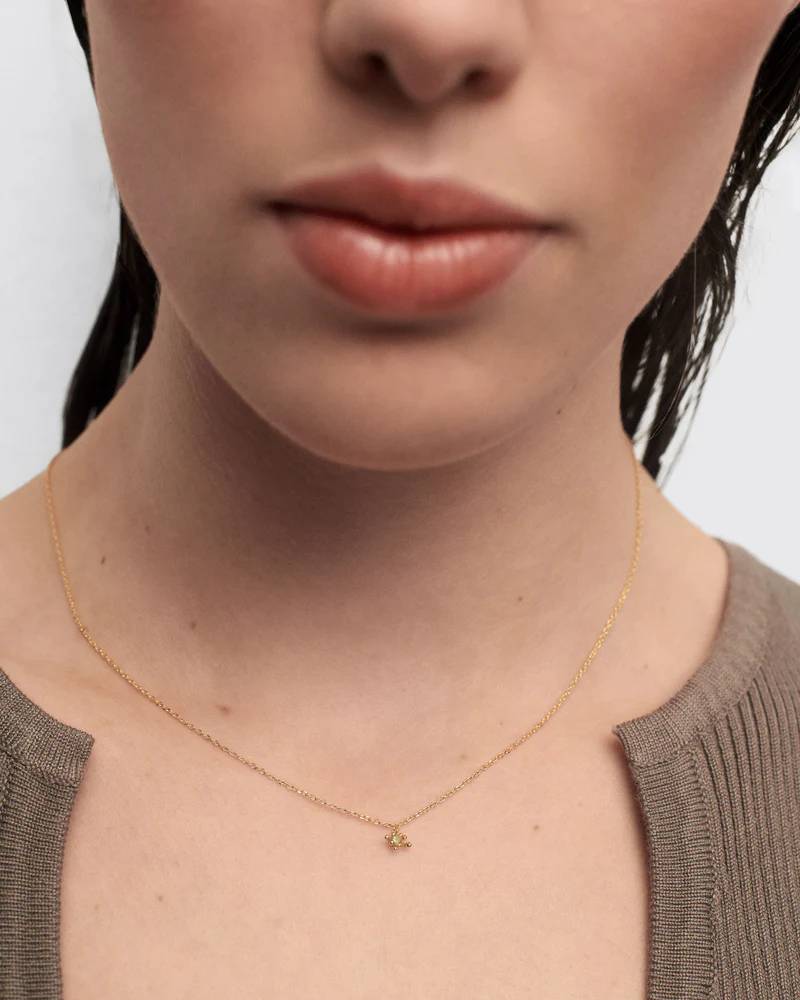 Collana Donna PDPaola Argento 925 Dorato Punto Luce Zircone Verde CO01-961-U