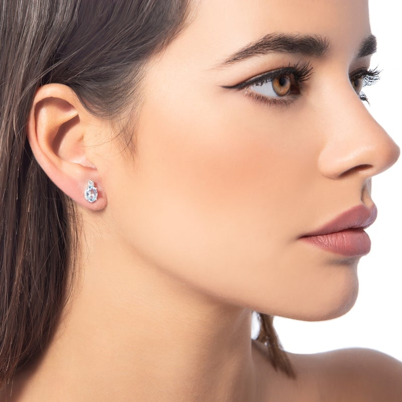Orecchini Donna Roberto Giannotti Oro 9 KT Punto Luce Diamanti Acquamarina LUXAM02