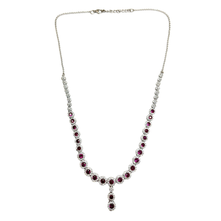 Collana Donna Re Mida Tennis Argento Fiori Zirconi Bianchi Rossi