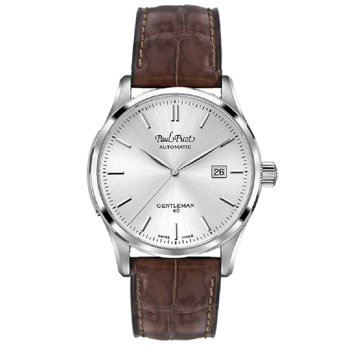 Orologio Uomo Paul Picot Gentleman Argentè Pelle Marrone Automatico 2161S