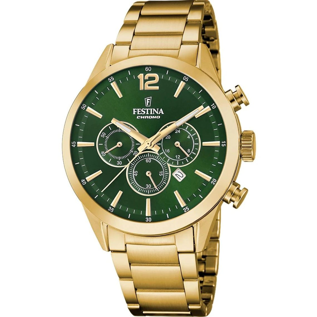Orologio Uomo Festina Acciaio Dorato Quarzo Cronografo Verde F20633/5