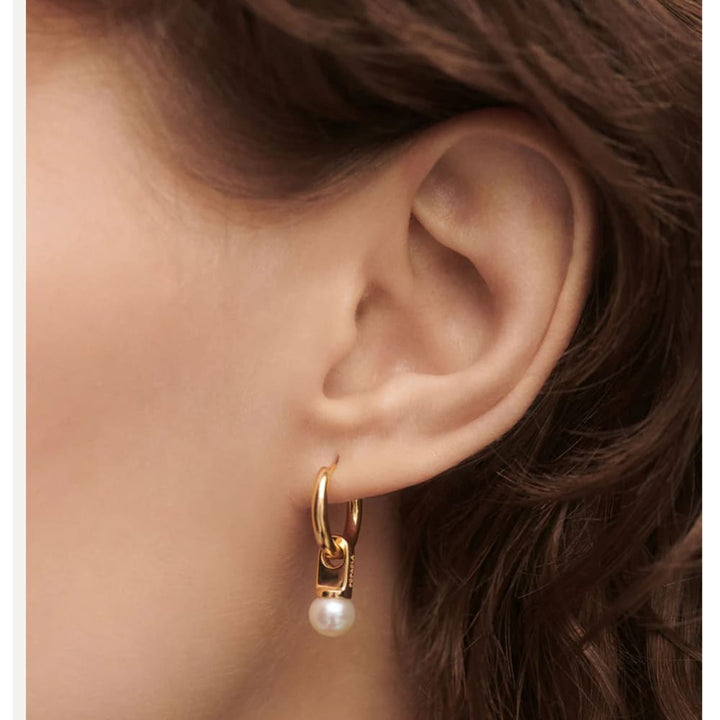Orecchini Donna PDPaola Cerchio Argento 925 Dorato Perla  AR01-C25-U