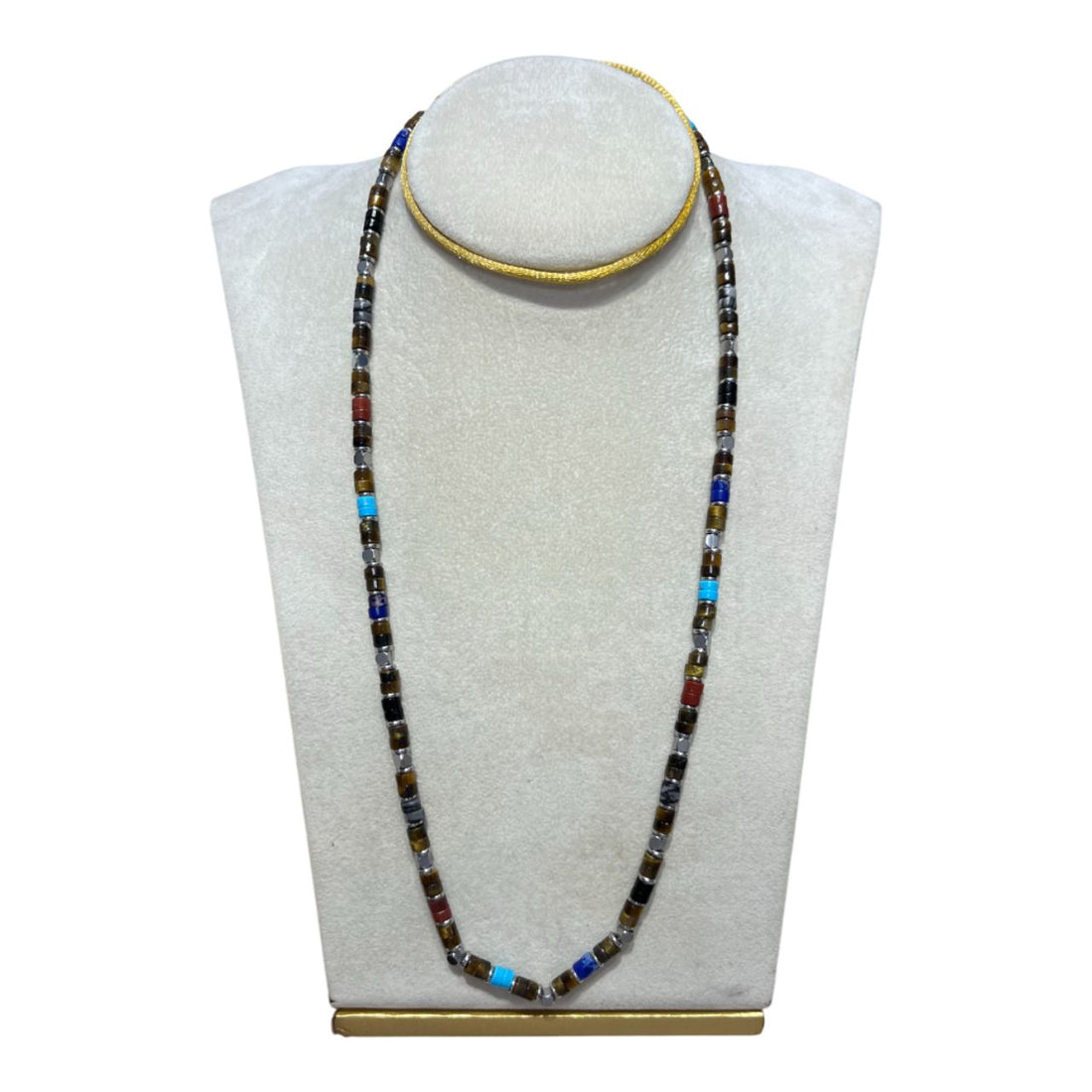 Collana Uomo Re Mida Pietre Multicolore Occhio Di Tigre