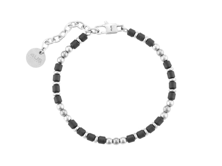 Bracciale Uomo 4US Cesare Paciotti Acciaio e barilotti in pvd Nero 4UBR7008