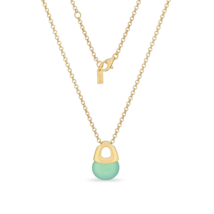 Collana Donna Argento 925 dorato  con quarzo verde CL122GV