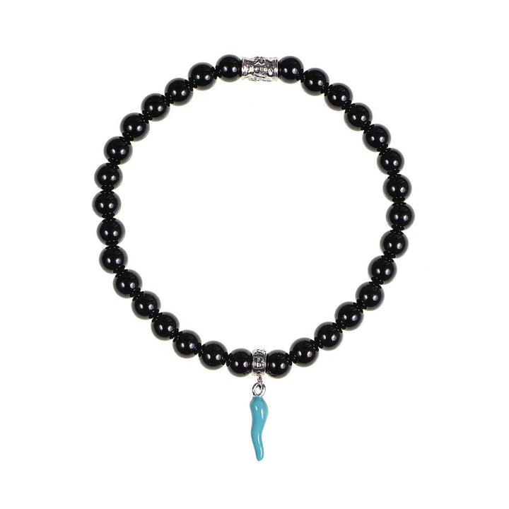 Bracciale Unisex Gerba Argento 925 Pietra Occhio Di Tigre Nero Corno Turchese HORN2