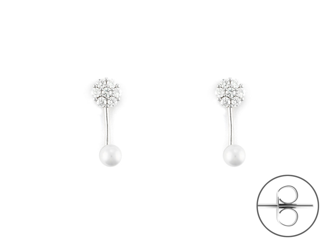 Orecchini Donna Argento 925 4US Cesare Paciotti perla e Zirconi 4UOR6578W