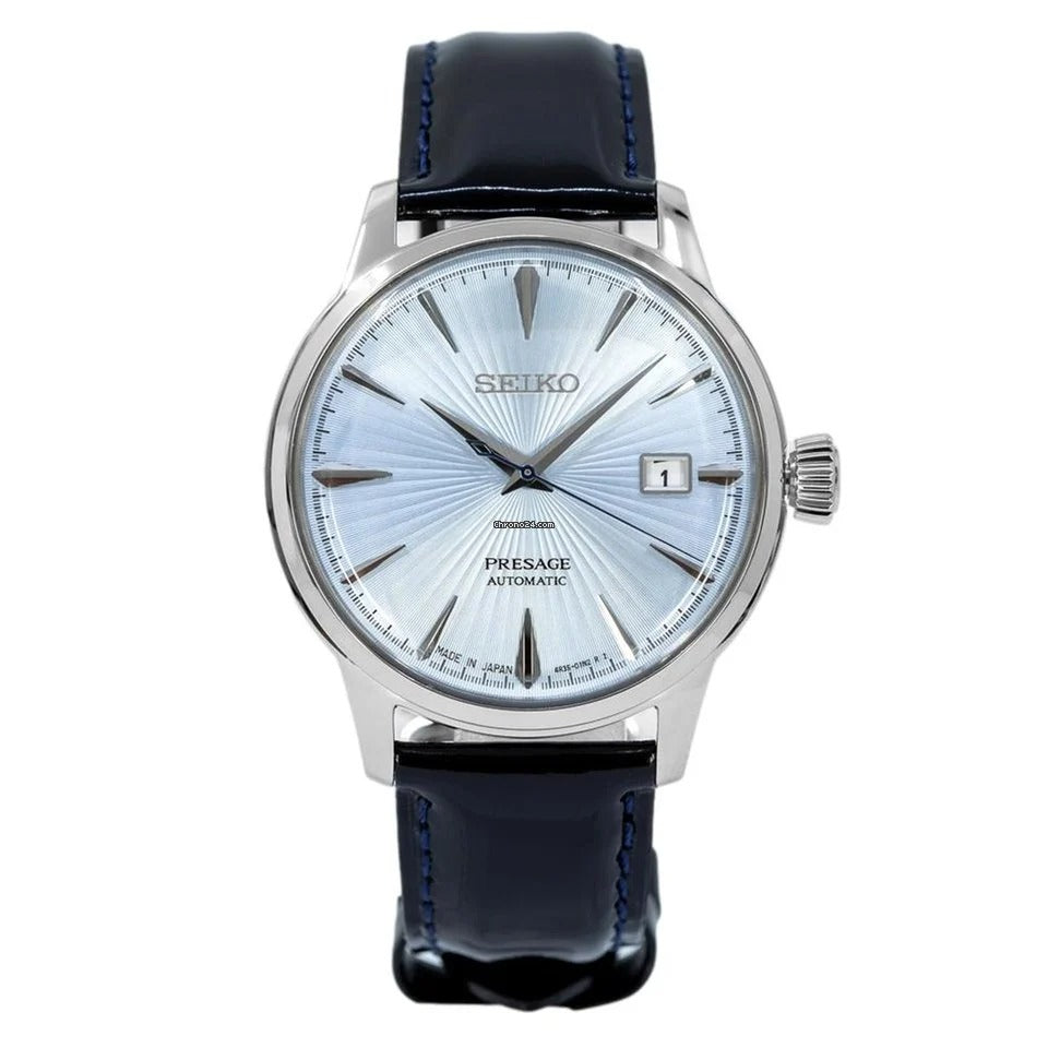 Orologio Uomo Seiko Automatico Presage Solo Tempo Pelle Azzurro SRPB43J1