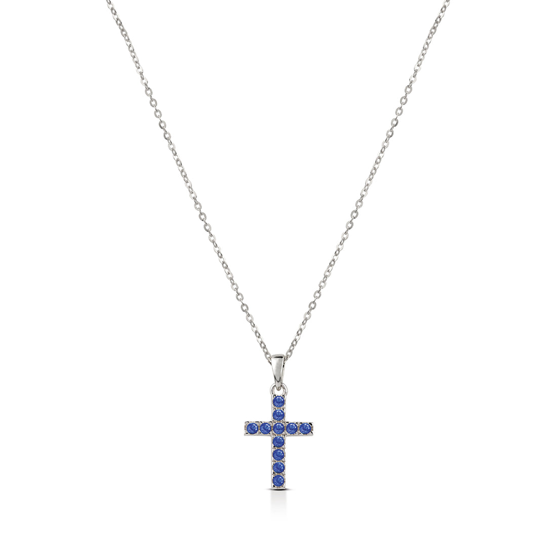 Collana Donna Kulto Argento 925 Croce Media Zirconi Blu K925-173-2800