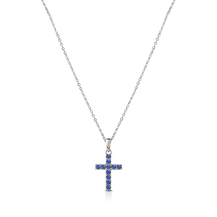 Collana Donna Kulto Argento 925 Croce Media Zirconi Blu K925-173-2800
