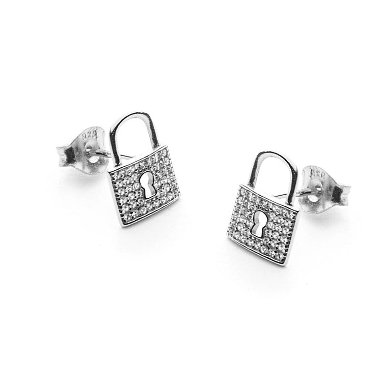 Orecchini Donna 4US Cesare Paciotti Argento 925 Lucchetto Zirconi Bianchi 4UOR4582W