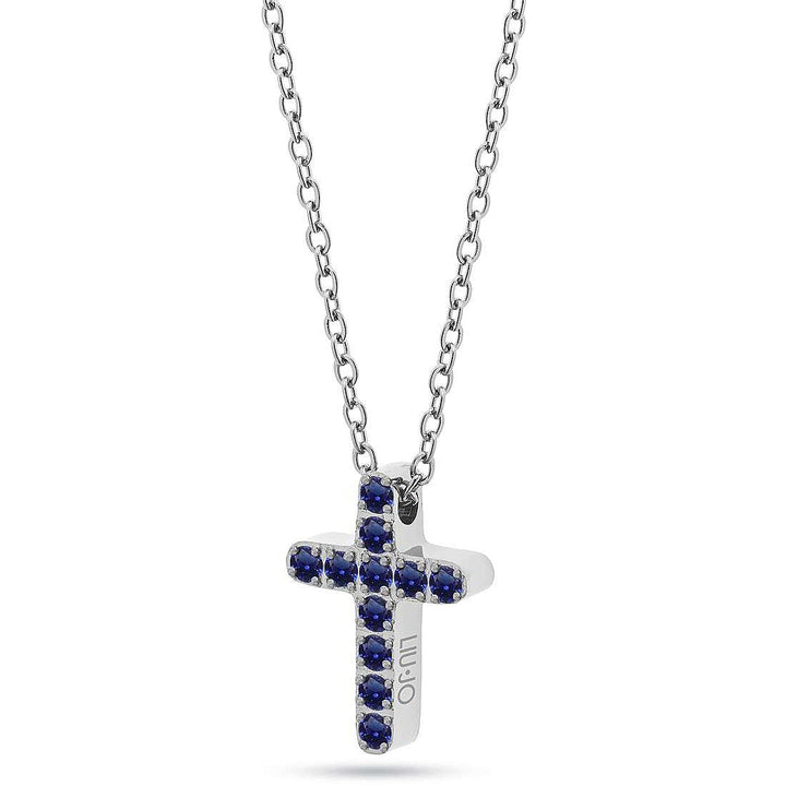 Collana Donna Liu Jo Acciaio Lucido Croce Zirconi Blu LJ2711