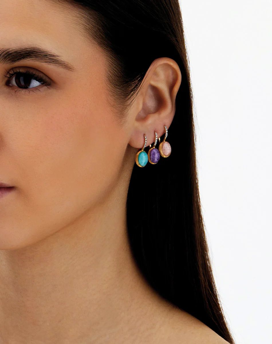 Orecchini Donna Nanis Oro Giallo 18 KT Diamanti con lepidolite e madreperla OS2-609