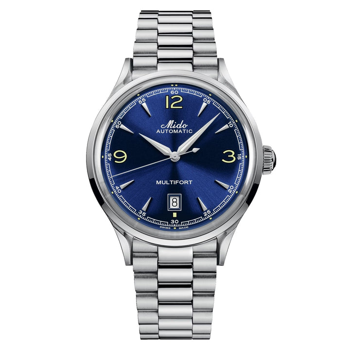 Orologio Uomo Mido Automatico Multifort Powerwind Acciaio Data Blu M0404071104700
