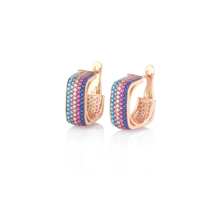 Orecchini Donna Sogni Argento Rosè 925 Cerchio Zirconi Colorati OR003RM