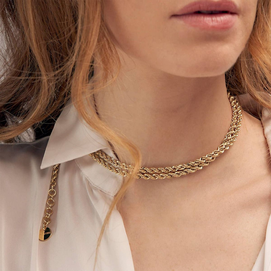 Collana Donna Unoaerre 1AR Bronzo Dorato Maglia Intrecciata Fune 476242