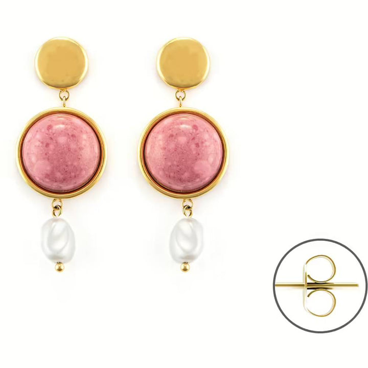 Orecchini Donna pendenti 4US Cesare Paciotti acciaio dorato e pietre colorate e perle 4UOR6498W