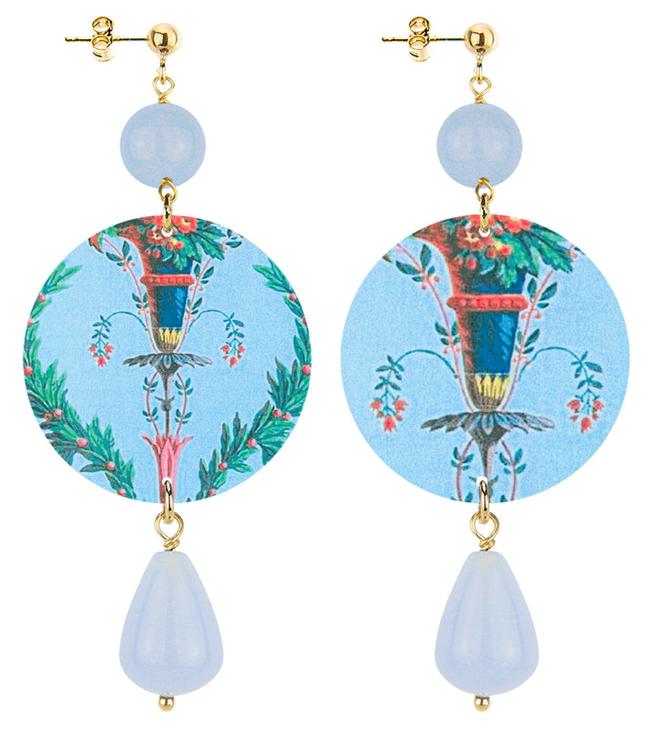Orecchini Donna Lebole The Circle Vaso Fiori Celeste Schiacciati D/OR.331