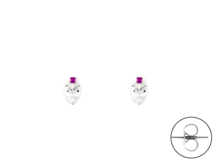 Orecchini Donna 4US Cesare Paciotti Argento Punto Luce Bianco Goccia e fuxia 4UOR6562W