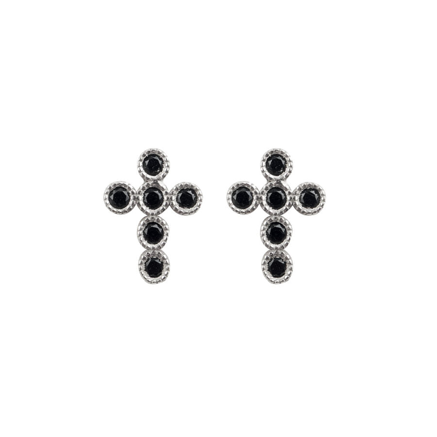 Orecchini Crucis Zirconi Neri Argento 925 AGI128/O-AN
